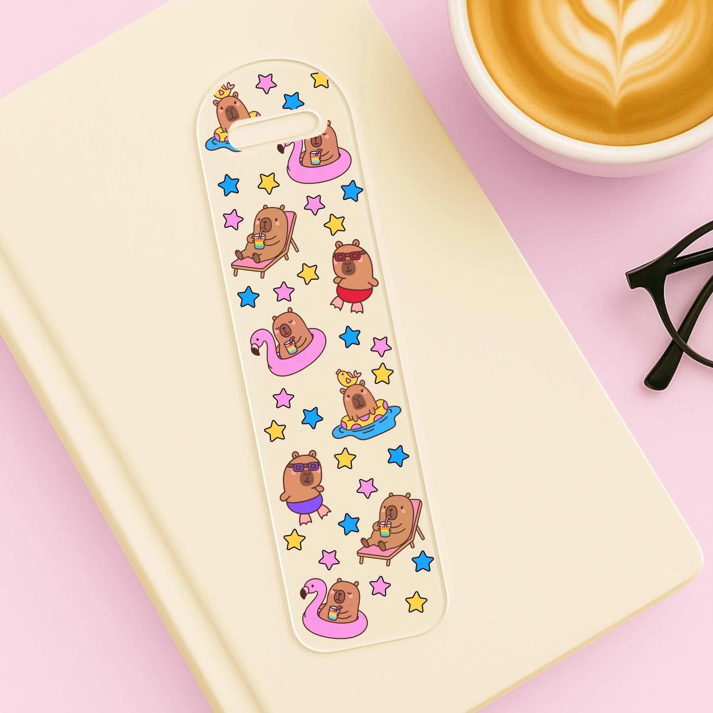 Capybara Pool Party Acrylic Bookmark
