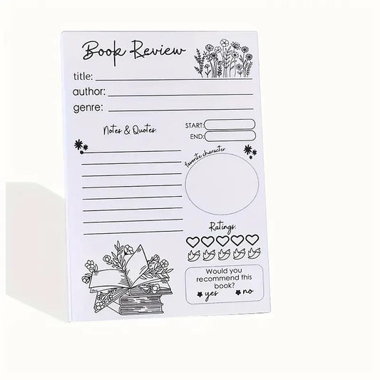 Black and White Book Review note pad