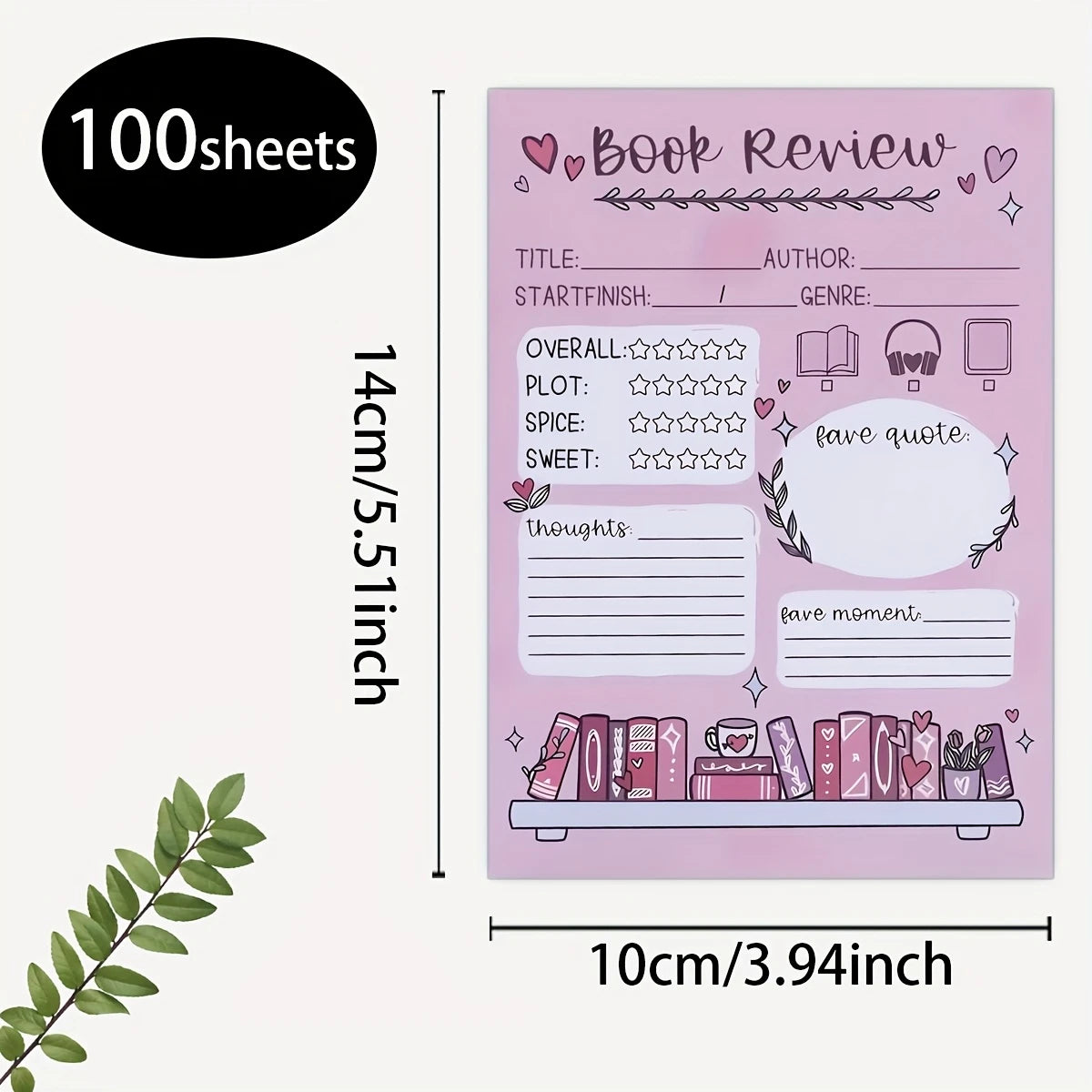 Book Review note pad - 100 sheets