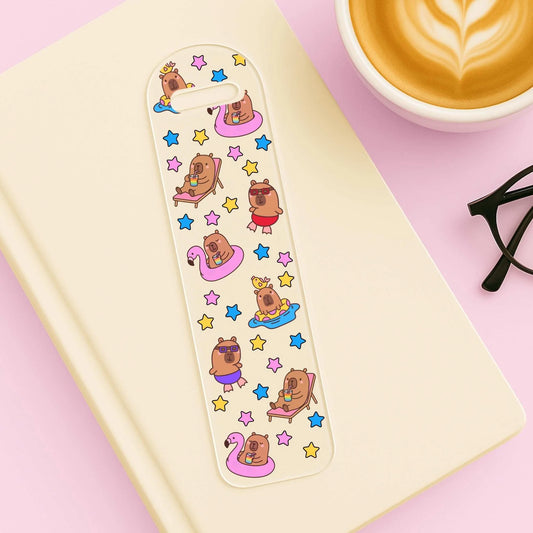 Capybara Pool Party Acrylic Bookmark