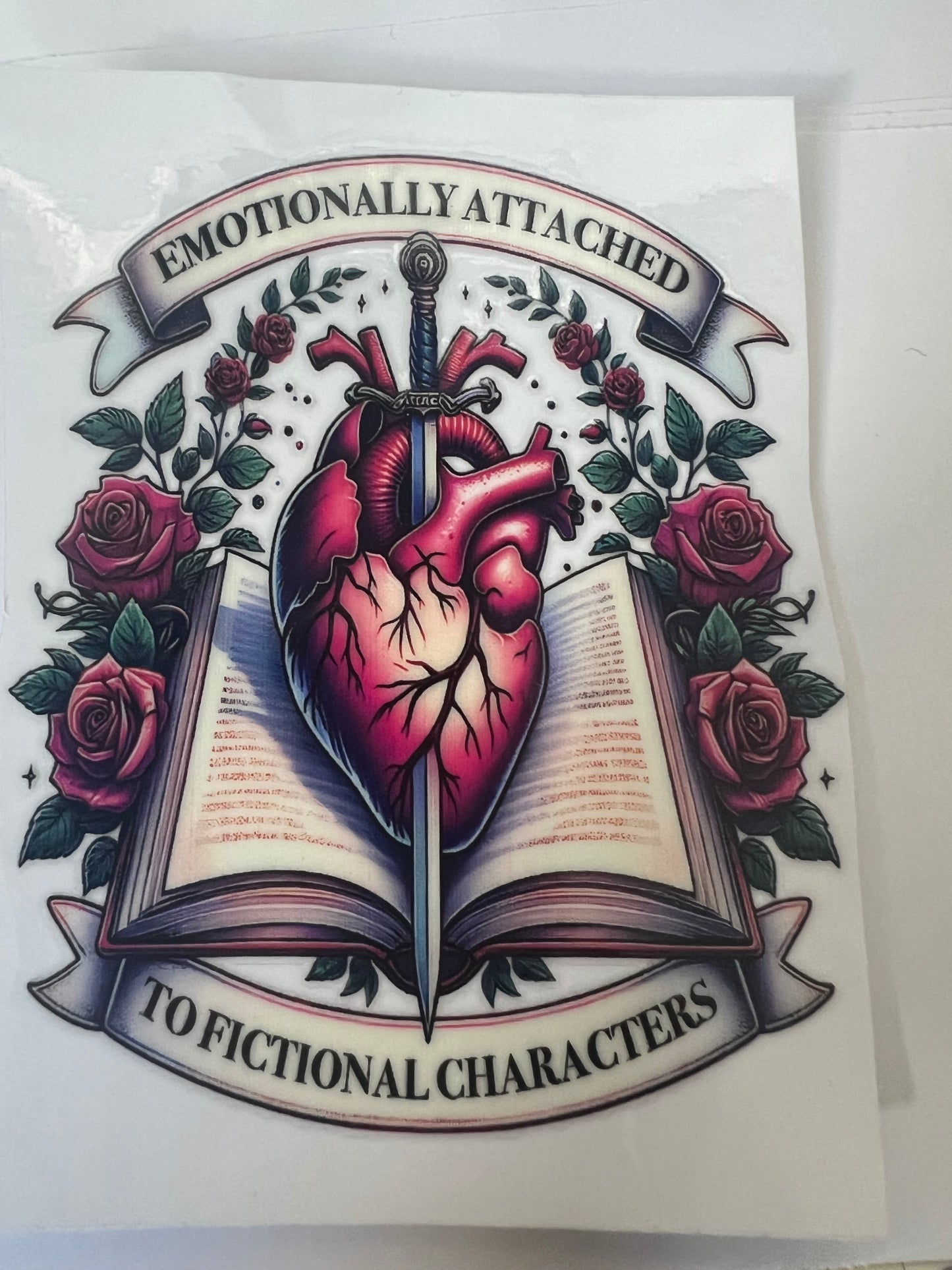 Emotionally attached (heart and book) UVDTF cup single sided