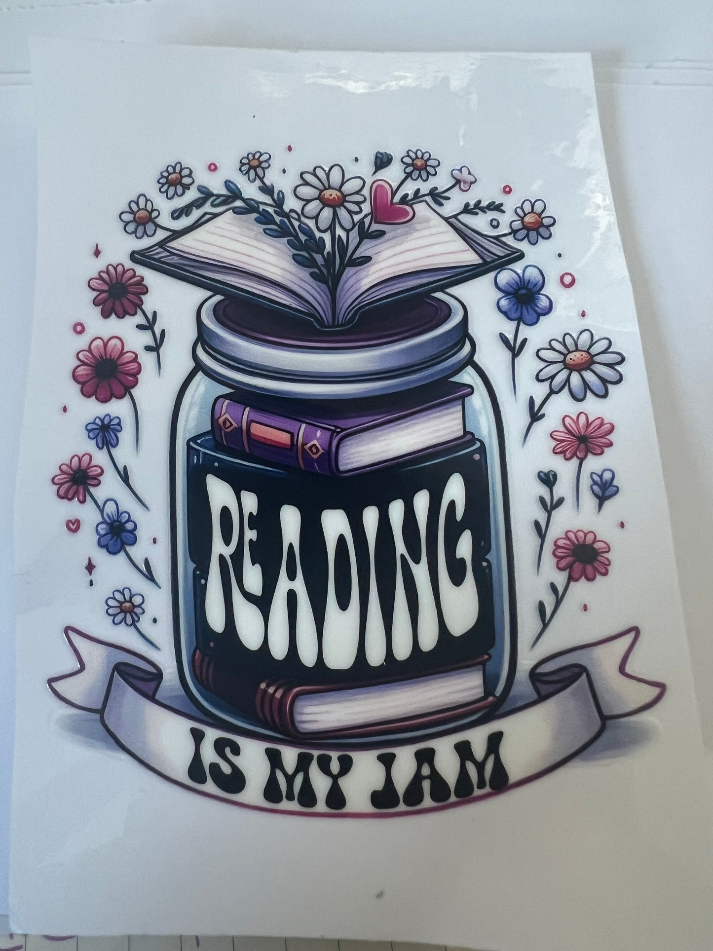 Reading is my jam UVDTF cup single sided