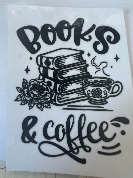 Books and coffee UVDTF cup single sided
