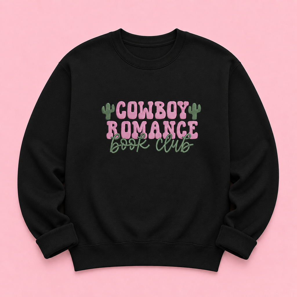 All I Need is a Bat Boy black jumper with purple embroidered text and sparkle details