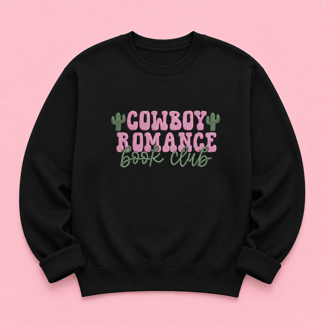 All I Need is a Bat Boy black jumper with purple embroidered text and sparkle details