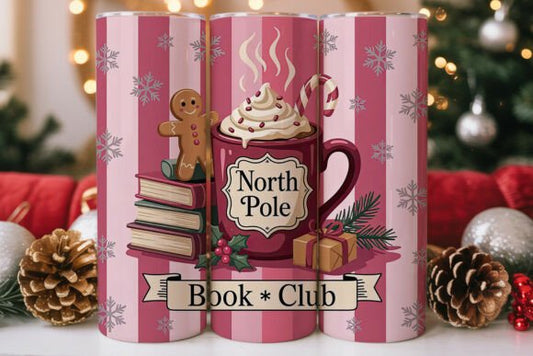 Pink North pole book club tumbler - 20oz