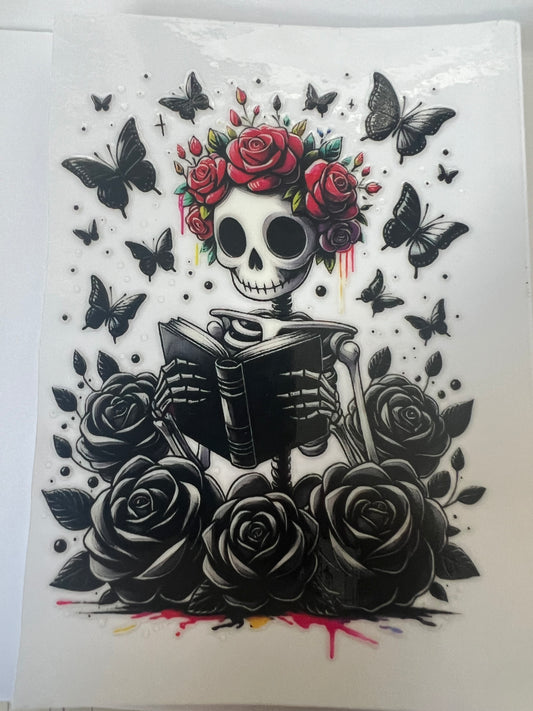 Reading skeleton UVDTF cup single sided