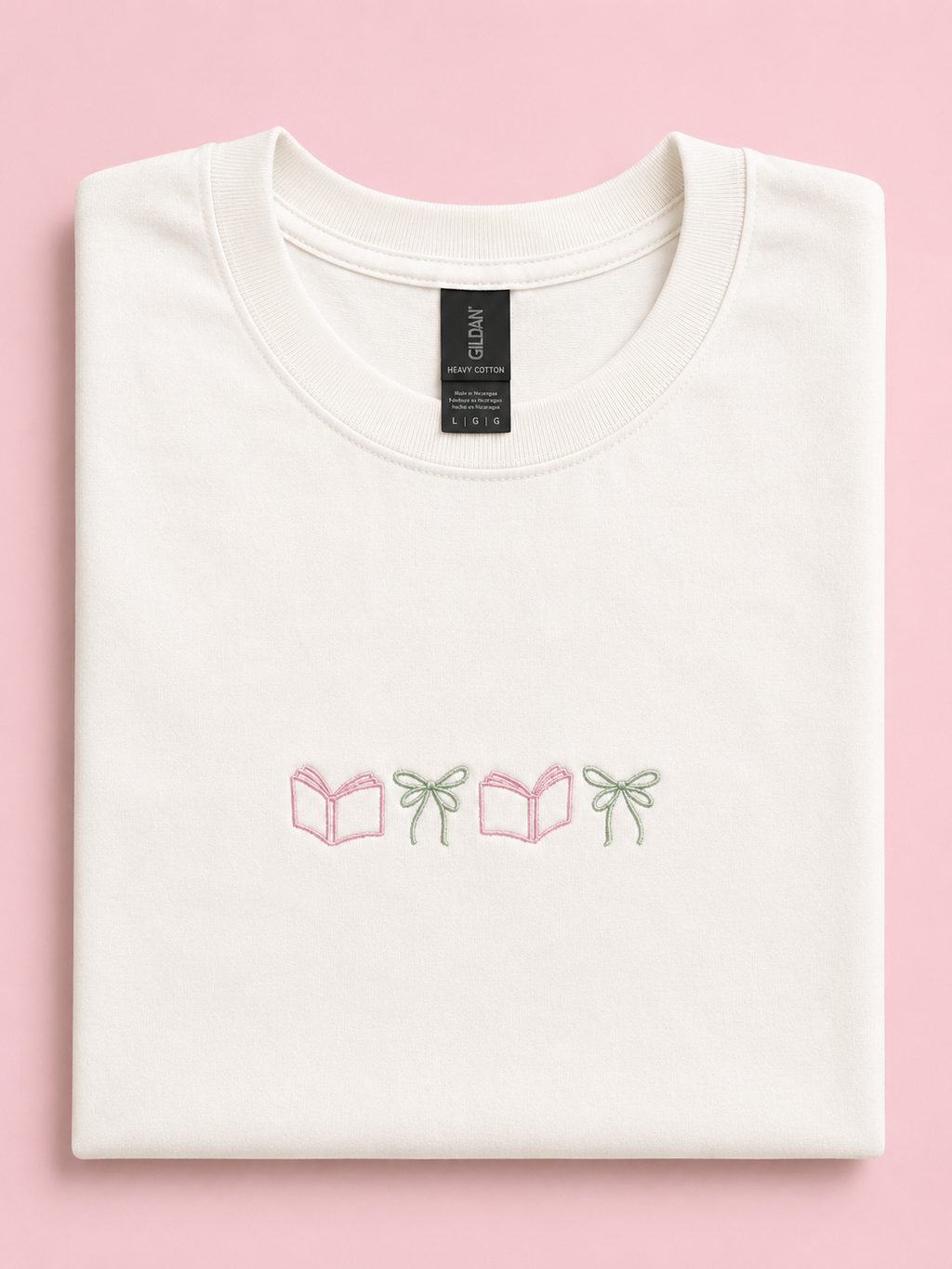 Books & Bows Embroidered T-Shirt