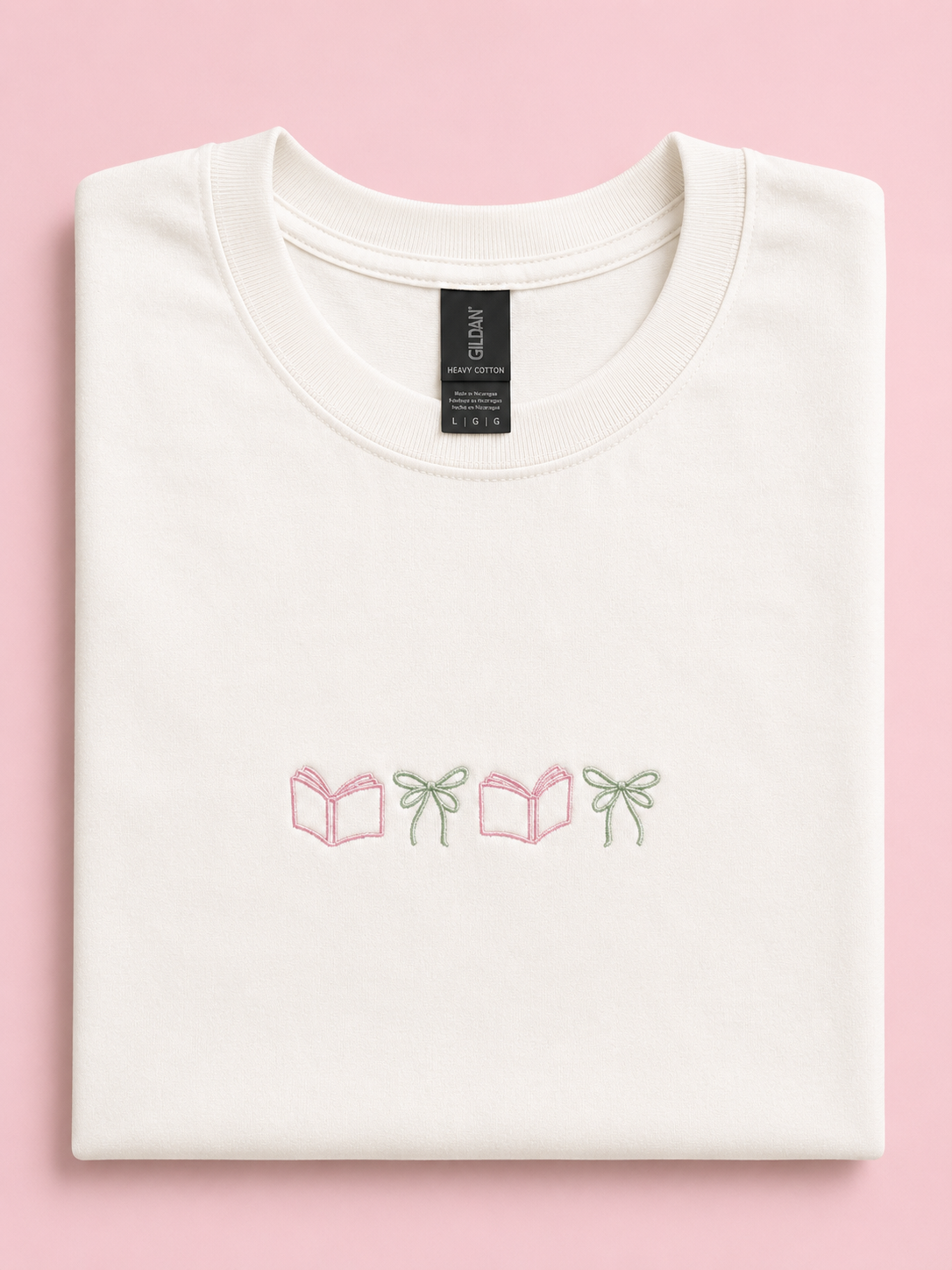 Books & Bows Embroidered T-Shirt