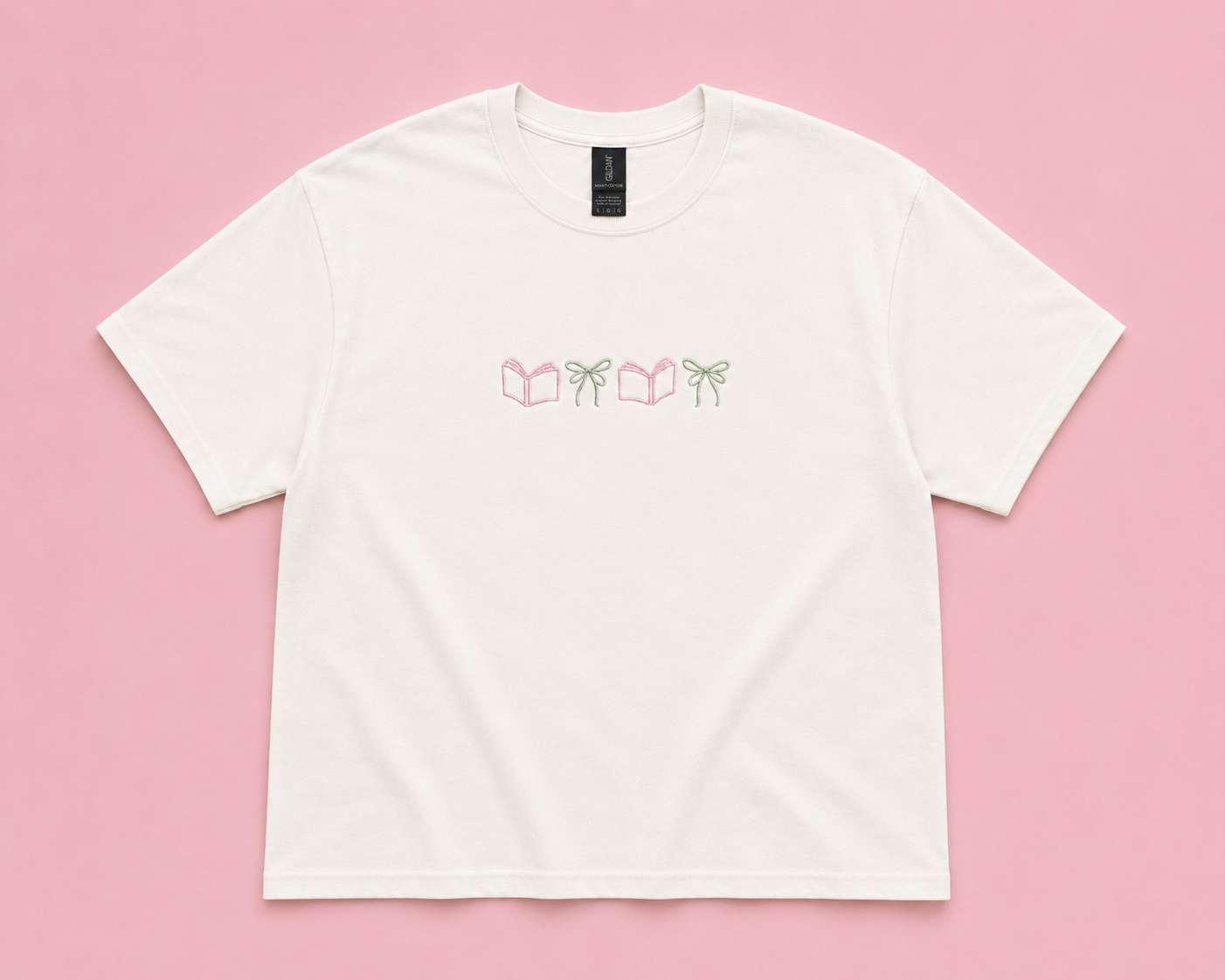 Books & Bows Embroidered T-Shirt
